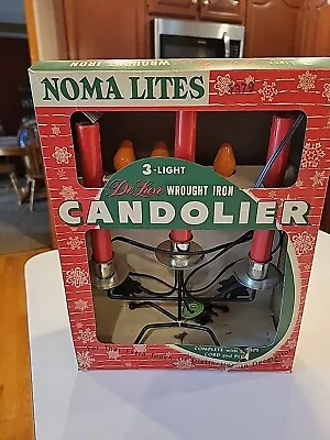 Vintage NOMA De Luxe Wrought Iron 3 Light Candolier Candelabra 13  With Box • $44.95