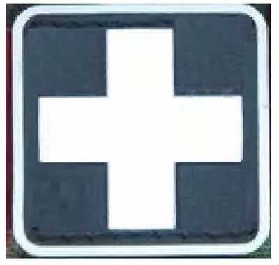 VELCRO® BRAND Fastener Morale Patch Medic PVC 1  Sized White Cross Outline Black • $5.95