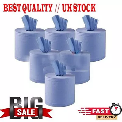 6 X Jumbo Workshop Hand Towels Rolls 2 Ply Centre Feed Wipes Embossed Tissue  • £8.69