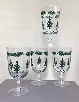 $24.99 • Buy Set Of 4 DANSK NORDIC KNITS CHRISTMAS TREE WINE GLASSES 