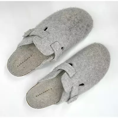 Zara Home Buckled Felt Mule Clog Slippers Women's Size 41 (US 10-10.5) • $24.99