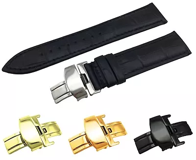 Black Genuine Leather Croco Strap/Band Fit NAUTICA Watch Clasp 18 19 20 21 22mm • £12.90