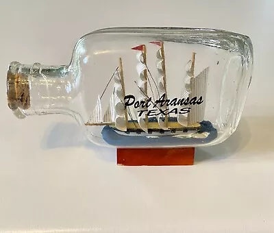 Vintage Ship In A Bottle - Mini Galleon Ship In A Glass Bottle Port Aranasas TX • $13.95