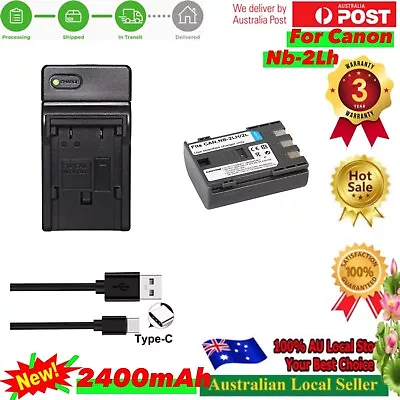 Battery +Charger For Canon NB-2L 2LH EOS 350D 400D Kiss Digital N X Rebel XT Xti • $27.90