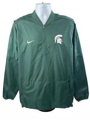 NIKE Storm Fit Michigan State Jacket Mens Large Green Quarter Zip Windbreaker • $32.88