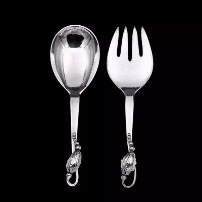 Georg Jensen. Silver Serving Set Medium 113/114 - Blossom / Magnolia. • $1900