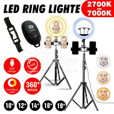 $32.99 • Buy 10 /12''/14 /18  Dimmable Diva LED Ring Light Tripod Stand Selfie Circle Lamp