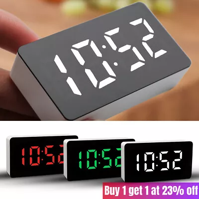 £5.33 • Buy Digital LED Desk Alarm Clock Large Mirror Display USB Snooze Temperature Mode