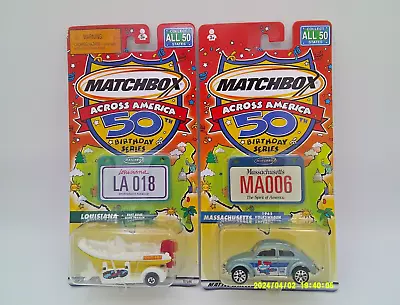 MATCHBOX ACROSS AMERICA 50 Birthday Series-Louisiana & Massachusetts-No Barcodes • $6