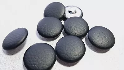 10X Faux Leather Upholstery Buttons Black  - (Size: 19/22/24/28mm) • £4.69