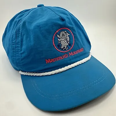 Vintage Mammoth Mountain Embroidered Logo Swishy Teal Adjustable Made In USA • $39.99