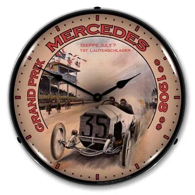 Vintage Grand Prix Mercedes Racing Lighted Backlit LED Wall Clock Free Shipping • $169.95