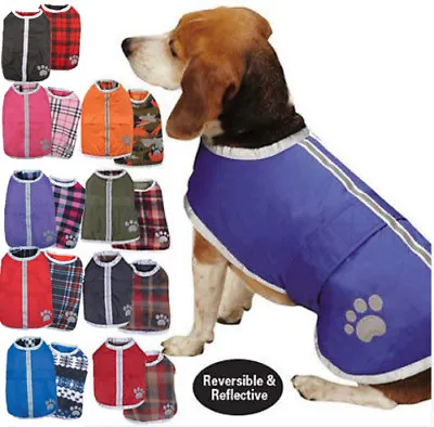Reversible Blanket Dog Coat Jacket Reflective Rain Noreaster Pet Water Resistant • $17.95