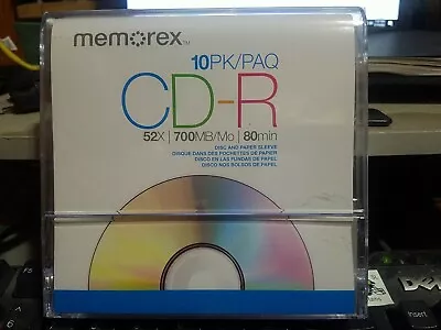 Memorex CD-R 52x 700MB 80 Min 10 Pack Blank CD's - Music Photos NEW & SEALED! • $9