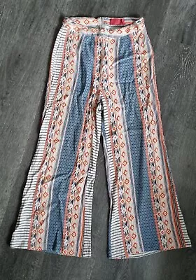$19.99 • Buy Tigerlily Cream Blue Orange Print 7/8 Long Pants - Size 6