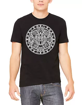 Men's BW Mayan Calendar Black T Shirt Mexico Flag Pride Aztec Symbol Tribal Maya • $12.99
