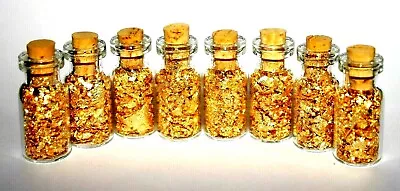 Gold Glass Bottles Corked Colletion Set Of 7 Gold Flake Collectors Item New • £9.45