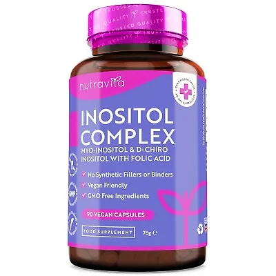 Inositol Complex Myo-Inositol 2000mg & D-Chiro 50mg With Folic Acid 90 Capsules • £12.94