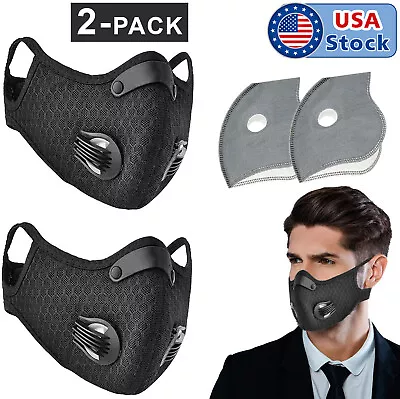 2PCS Activated Carbon Air Purifying Face Mask Cycling Reusable Filter Haze Valve • $5.88