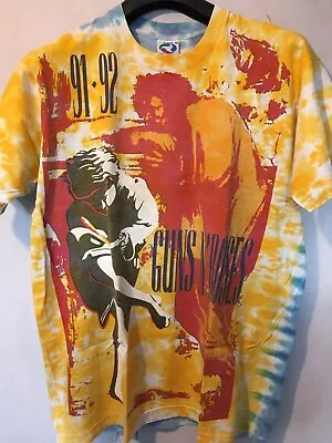 Vintage Guns N' Roses Use Your Illusion 90s Tour All Over Print Tie Dye Shirt XL • £650