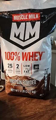 MUSCLE MILK 100% Whey 25g Protein Powder CHOCOLATE 5 Lb.  66 Serv. Exp 2025 • $49