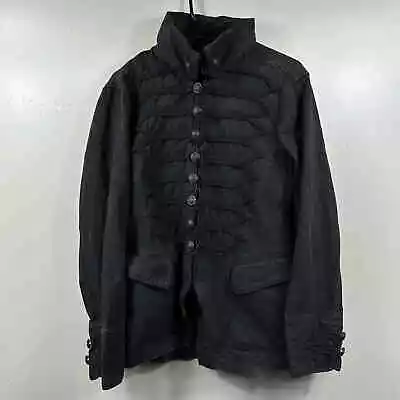 Tripp NYC Goth Punk Military Style Strap Womens Black Denim Jacket Size Medium • £110.99