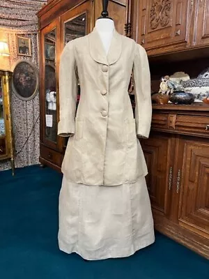 #23-212 1910 - 1912 Linen Ladies Automobile Ensemble Suit Larger Size • $450