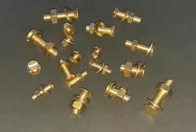 £2.49 • Buy Brass Slotted Flat Head Machine Bolts Includes Nuts & Washers M4 M5 M6 Low Price