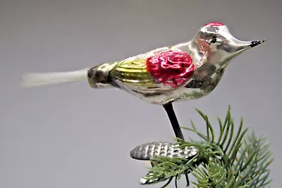 Vintage Blown Glass Clip On Color Song BIRD Spun Tail Christmas Ornament Germany • $35