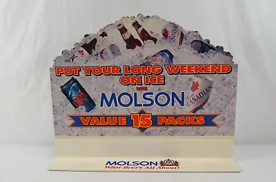 Molson 15 Pack Store Display Stand-Up Countertop Sign Vtg 1990s Beer Advertising • $29.99