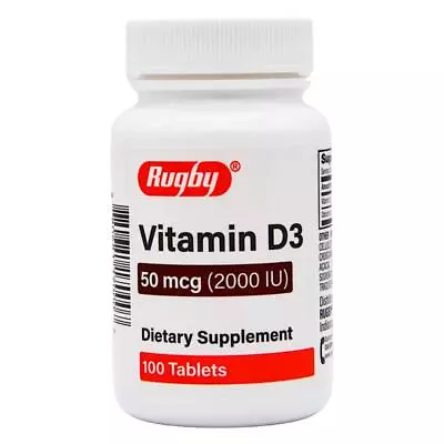 Rugby Vitamin D3 Dietary Supplement 50 Mcg (2000 IU) - 100 Tablets (Exp 7-2025) • $7.49