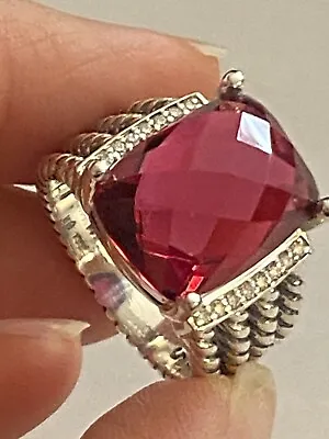 USED David Yurman Sterling Silver TOURMALINE   Wheaton Ring Size 8 • $499