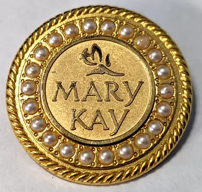 Vintage Mary Kay Consultant Employee Advertising Faux Pearl Gold Tone Pin J24 • $14.99