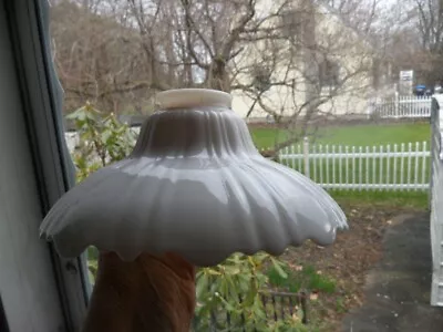 Vintage Milk Glass Scallop Edge Ribbed Pendant Shade-1 1/2' Fitter • $55