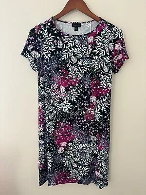 J.Jill Wearever Short Sleeve Black Floral Dress XS Petite • $18