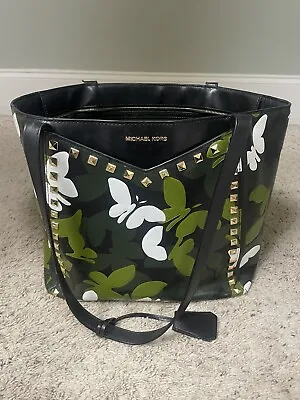 Michael Kors Whitney Large Butterfly Camouflage Leather Tote Bag Hard To Find • $215