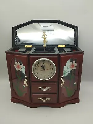 Vtg Plastic Musical Jewellery Box Wardrobe Style 2Drawers 2Doors*Clock Not Teste • £24.99