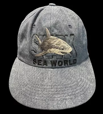 Vintage 80s-90s Embroidered Shark Sea World Adjustable Back Hat Ball Cap New • $125