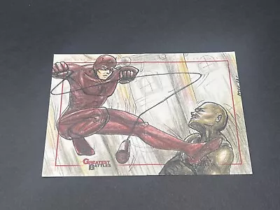Rittenhouse Marvel Greatest Battles Sketch Card By MJ San Juan Dare Devil • $195