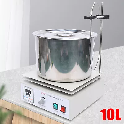 10L Thermostatic Magnetic Stirrer With Hot Plate Digital Heating Lab Mixer  • $275