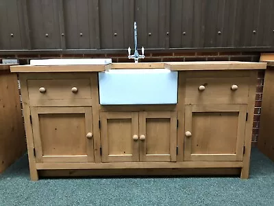 £1495 • Buy Large Freestanding Solid Wood Kitchen Unit Inc Taps And Belfast Sink - Stunning