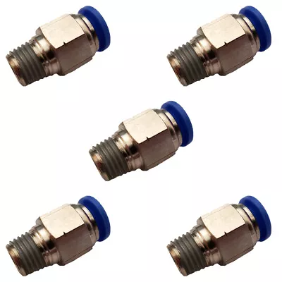 5pc 3/8  OD Tube X 1/4  NPT Pneumatic Fitting Push To Connect Air Fitting • $12.50