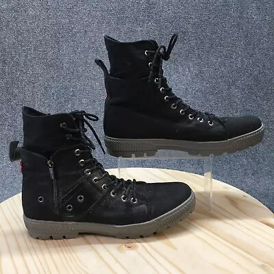 Levis Boots Mens 13 Sahara Lace Up Ankle Combat Boot Black Fabric Casual Comfort • $24.99