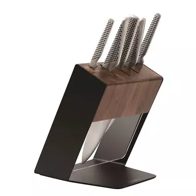 Global - Katana 6 Piece Knife Block Set Black Stainless Steel Walnut (Made In Ja • $399