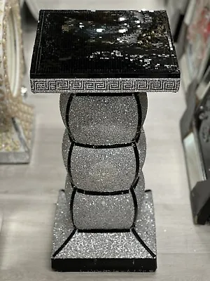 £68.99 • Buy Silver Venetian Mirrored Table Modern Flower Stand Bed Side Lamp Romany Mosaic✨