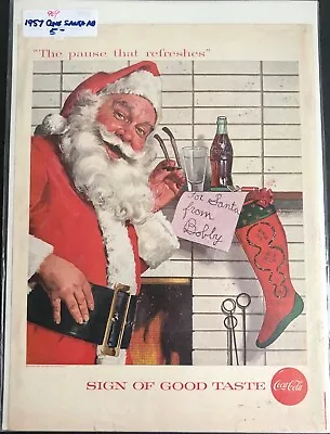 Vintage 1957 Christmas Santa COCA COLA Print Ad  Sign Of Good Taste  Art Poster • $9.99