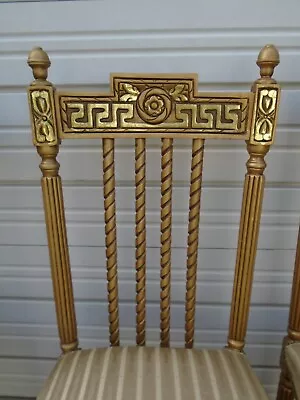 Set 6 Gold Fretwork Dining Chairs Chippendale Six Greek Key Versace STY Art Deco • $750