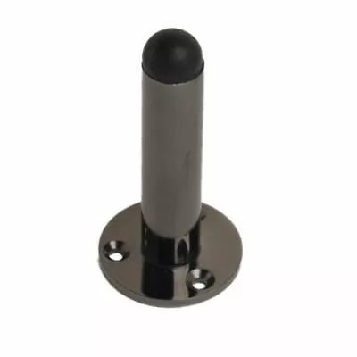 BLACK Nickel Projecting Door Stop 63mm Wall Mounted Metal Stopper Rubber Buffer • £7.29