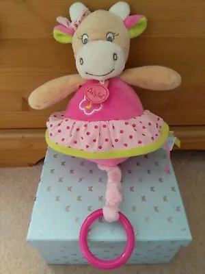 Baby Nat Musical Cow Pull Down Toy. In Pink Dress. • £8.99