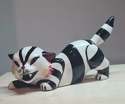 Lorna Bailey Ceramic Cat Cruella 2005 Excellent Condition Black & White Stripy • £59.97